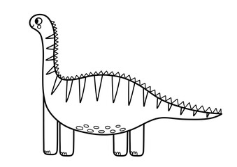 Cute diplodocus animal in black and white. A long neck funny dinosaur in outline for coloring. Vector illustration - 763287520