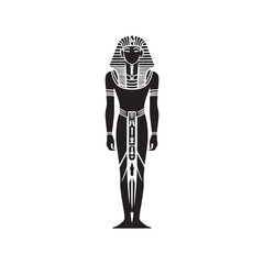 Ornate Pharaoh Seti Silhouette - Capturing the Opulence and Sophistication of Ancient Egyptian Rule in Detailed Illustration - Minimallest Pharaoh Seti Vector
