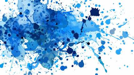 Illustration of many blue splashes of color on a white background