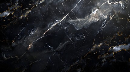 Extravagant and chic abstract black marble stone texture with golden veins, high gloss marble for wallpaper background - obrazy, fototapety, plakaty