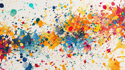 Illustration of many colorful splashes of color on a white background