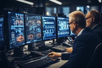 Team of Talented Young Middle Eastern Professionals Working in a Technological Research and Development Agency. Computer Screens with Software Code and Technical Neural Network Diagrams