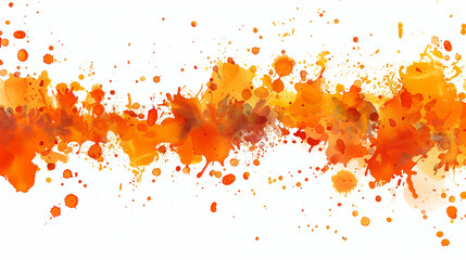 Illustration of many orange splashes of color on a white background