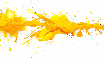 Illustration of many yellow splashes of color on a white background