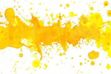 Illustration of many yellow splashes of color on a white background