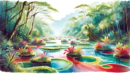 Watercolor painting of Caño Cristales