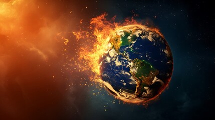 Burning Planet Earth represents climate change