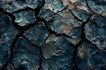 Close up of a cracked dirt field. Drought problem.
