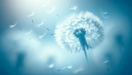 Whispers of Nature: Dandelion Silhouettes Against a Serene Blue Backdrop