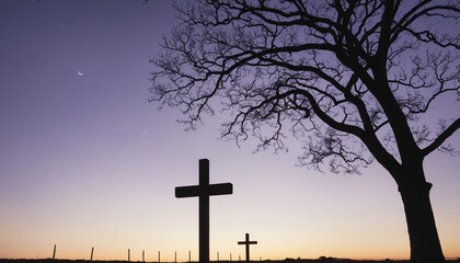 Surreal Ash Wednesday Tree Shadow Cross