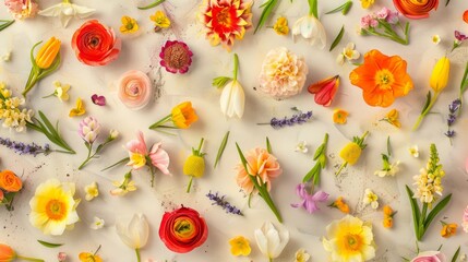 A bunch of colorful flowers arranged on a table, celebrating Mothers Day with a display of blooming affection