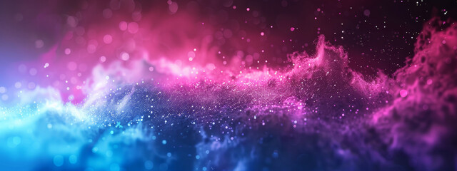 A colorful, swirling galaxy with purple, blue, and pink hues - obrazy, fototapety, plakaty
