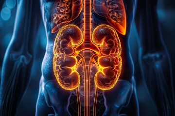 Human Urinary System Kidneys with Bladder Anatomy in human body