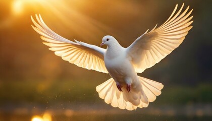 Holy Spirit: White Dove with Open Wings in Golden Aura