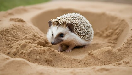 A Hedgehog Playing In A Sandbox Upscaled 6 - obrazy, fototapety, plakaty