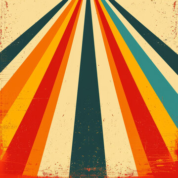 Fototapeta Retro lines, graphic and illustration for vintage poster or design. Background, artwork and banner with colour and grunge effects. Wallpaper, mockup and backdrop for creativity and trendy pop culture