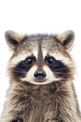 Cute Funny Raccoon Portrait on White Background