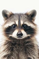 Cute Funny Raccoon Portrait on White Background