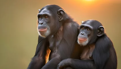 Foto op Plexiglas A Pair Of Chimpanzees Sharing A Tender Moment As T Upscaled 69 © Esra