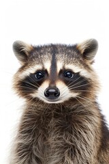 Cute Funny Raccoon Portrait on White Background