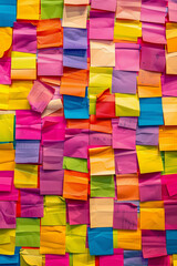 Colorful sticky notes on a wall for background