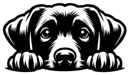 labrador retriever breed loyal family dog black vector laser cutting black and white shape - obrazy, fototapety, plakaty