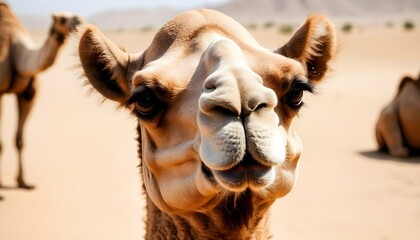 A Camel With Its Ears Pinned Back In Annoyance Upscaled 2 - obrazy, fototapety, plakaty