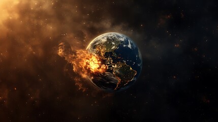 Burning Planet Earth represents climate change