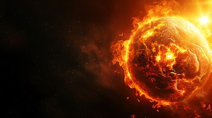 Burning Planet Earth represents climate change