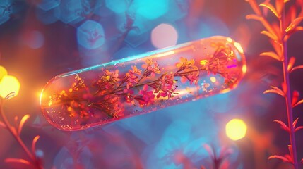 Flower Inside Pill with Bright Gradient Colors