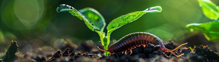 A garden enthusiast discovers a species of worm that has evolved unique capabilities - obrazy, fototapety, plakaty
