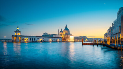 the grand canal of venice during sunset, italy - 763300190