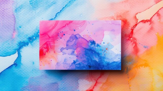 Creative business card with a vibrant watercolor background