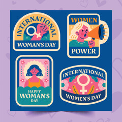 flat international women s day badges collection design vector illustration
