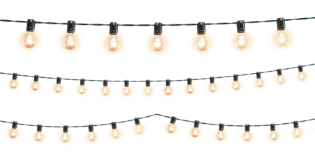  Decorative wire balls and string lights or Christmas and New Year cotton ball light garland. Png transparency