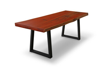 old wooden table in white background