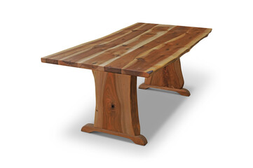 old wooden table in white background