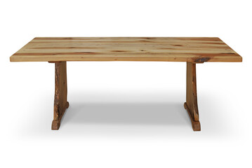 old wooden table in white background