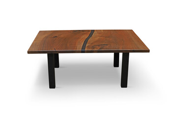 old wooden table in white background