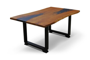 old wooden table in white background