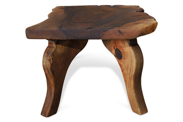 old wooden table in white background