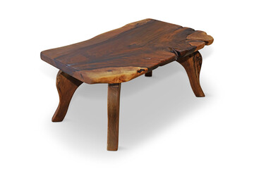 old wooden table in white background