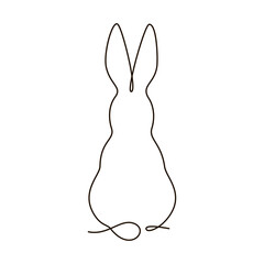 Easter bunny in single continuous one line style. Hand drawn cute silhouette rabbit vector illustration. Design for greeting card, label, poster
