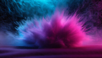 Fototapeta premium Smoke explosion with light in the middle, smoke and magic around. A pink purple blue soft focus background.poster concept.