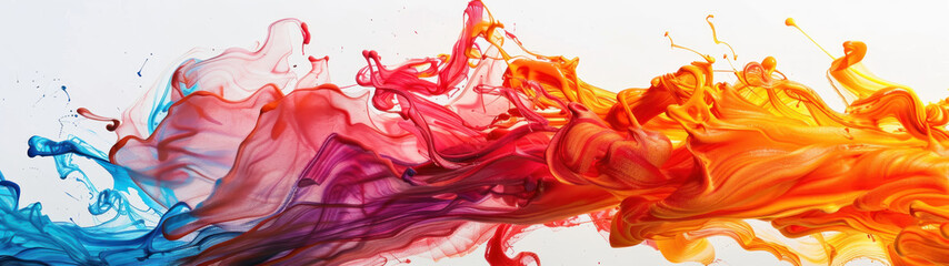 Fluid and dynamic paint splash, vibrant abstract art, the beauty of chaos and the spontaneity in artistic creation
