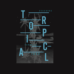 Tropical Paradise Seashore typography summer palm tree poster design