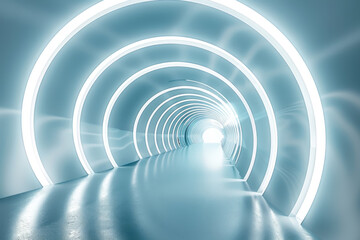 A long, narrow tunnel with a bright light shining down on it