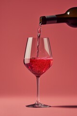 Wine Pouring from Bottle into Glass