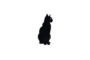 Silhouette of a cat head, high key photography, isolated against a stark white background, contrast-focused, shadow detailing, minimalistic, high-resolution stock photo, ultra clear