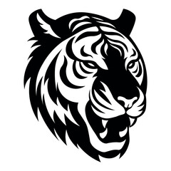 black vector tiger icon on white background